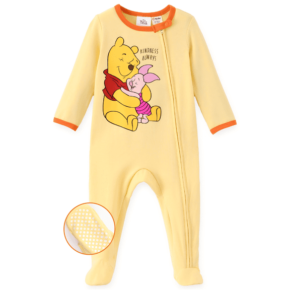 Disney Winnie the Pooh Baby Girls Boys Footed Coverall Long Sleeve Zipper Romper One-Piece Outfit
