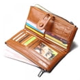 thumbnail image 3 of Cartera grande de piel vintage para mujer con protección RFID, muchos compartimentos, 13 compartimentos para tarjetas y bolsillo para el móvil, marrón, 3 of 5