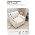 thumbnail image 5 of 360°Swivel Accent Chair, Cotton Linen Fabric Lounge Sofa with Brass Nail Decorative, Square Club Sofa Arm Chair with Metal Base, Swivel Barrel Chairs for Bedroom Living Room Office (White), 5 of 7