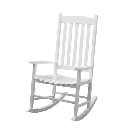 Mainstays Outdoor Wood Slat Rocking Chair White Walmart Com