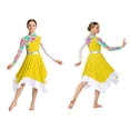 thumbnail image 2 of Aislor Girls Camouflage Print Color Block Liturgical Praise Dance Dress Long Sleeve Worship Lyrical Dancewear Yellow 10, 2 of 7