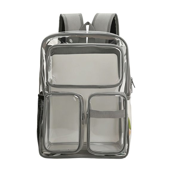 Heavy Duty Clear Backpack, Large Clear Bookbag Transparent See Through Backpack for School Sport College Gray