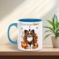 thumbnail image 4 of Happy Thanksgiving Papillon Turkey Costume Pumpkins Autumn Leaves 11oz Accent Two-tone Mug Pap Butterfly Dog Lover Coffee Tea Cup - 130144, 4 of 5