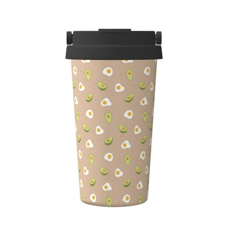 

KLL Egg and Avocado Pattern Stainless Steel Vacuum Insulated Tumbler - Carry Insulated Coffee Mug - Reusable Insulated Cold Brew Iced Coffee Cup Thermos
