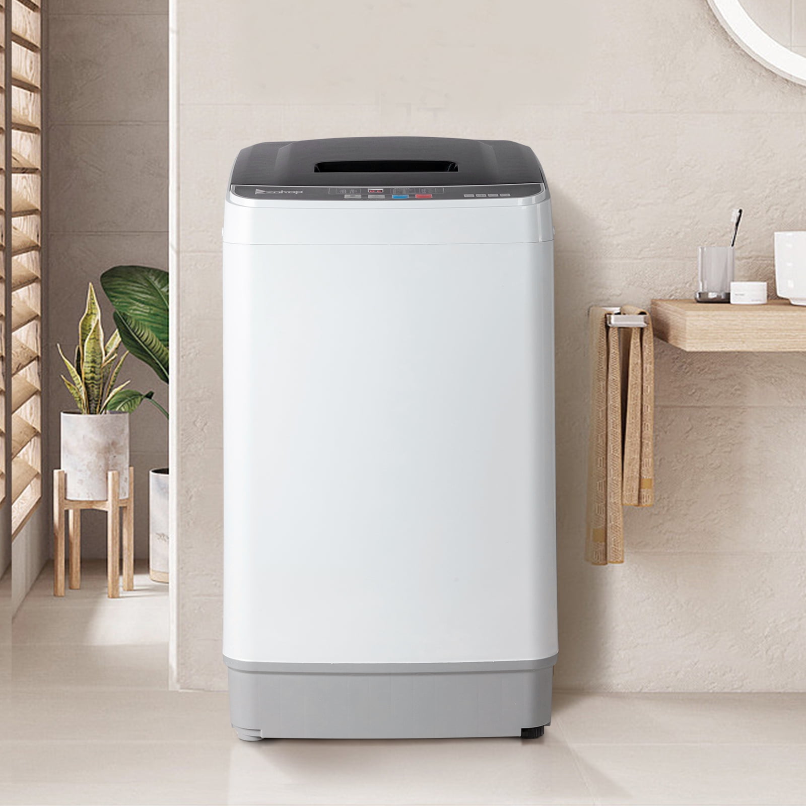 【Same Code：56442889】 Full-Automatic Washing Machine Top Load Portable Compact Laundry Washer Spin with Drain Pump,10 programs 8 Water Level Selections with LED Display 17.8 Lbs Capacity, black