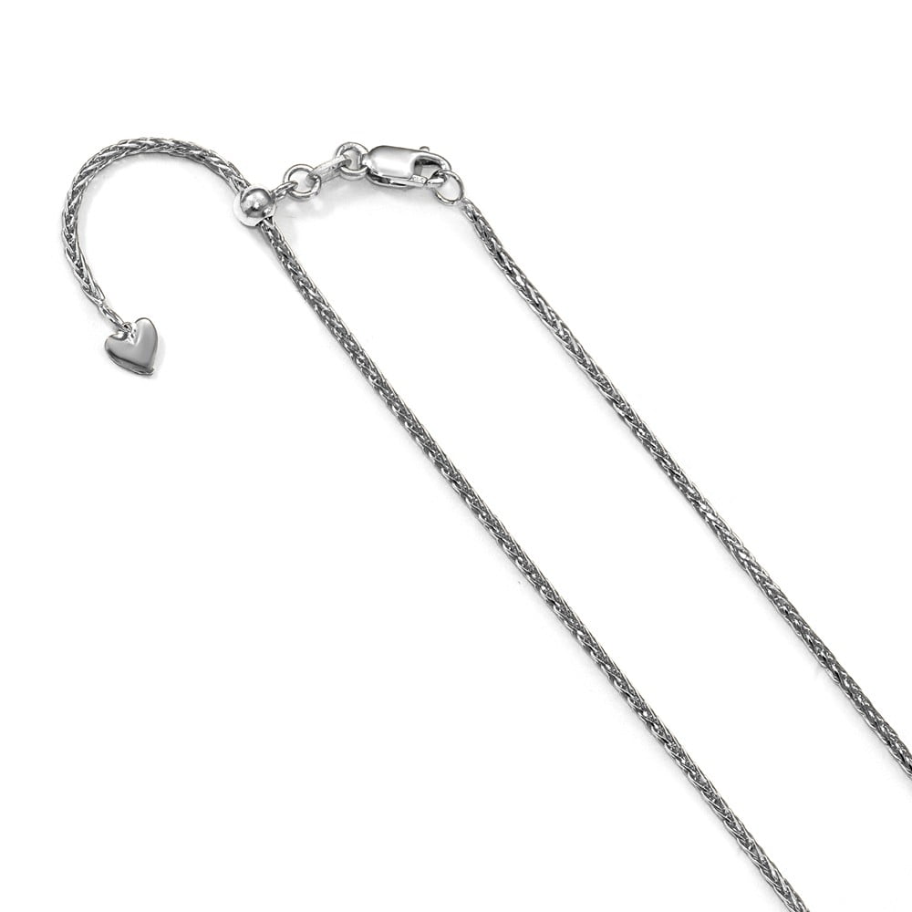AA Jewels - Solid 14K White Gold 1.3 mm Adjustable Diamond-Cut Spiga