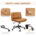 thumbnail image 5 of HELLONE Armless Desk Chair, Cross Legged Office Chairwith Wheels, Modern Wide Seat Mid Back Height Adjustable Vanity Chair for Home Office, Brown, 5 of 6
