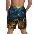 thumbnail image 2 of Lsque Mens Swim Trunks Oil Starry Sky Sunflower Pattern - Bathing Suit Compression Liner - Beach Swim Shorts Swimwear - (S-3XL) - Stretch Quick Dry -Large, 2 of 9