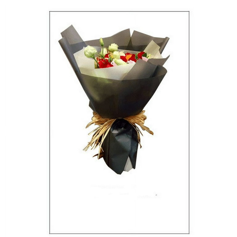 20 Counts Vintage Black Fresh Flowers Wrapping Paper,Florist Bouquet Paper,Waterproof  Holding Flowers Wrapping Paper or Christmas Gift Wrapper Florist Bouquet  Material 22.75X22.75 