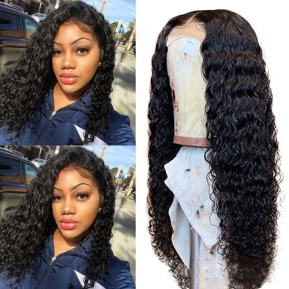 European and African Curly Wigs for Women Featuring Long Black Hair with Middle Part Style