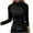 Black-07, variant on Womens Fall Blouses Long Sleeves Mock Neck Fuzzy Tops Button Decor Fitted Dressy Shirts