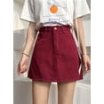 thumbnail image 4 of White High-Waisted A-Line Denim Mini Skirt For Women, Casual Summer Style, 4 of 6
