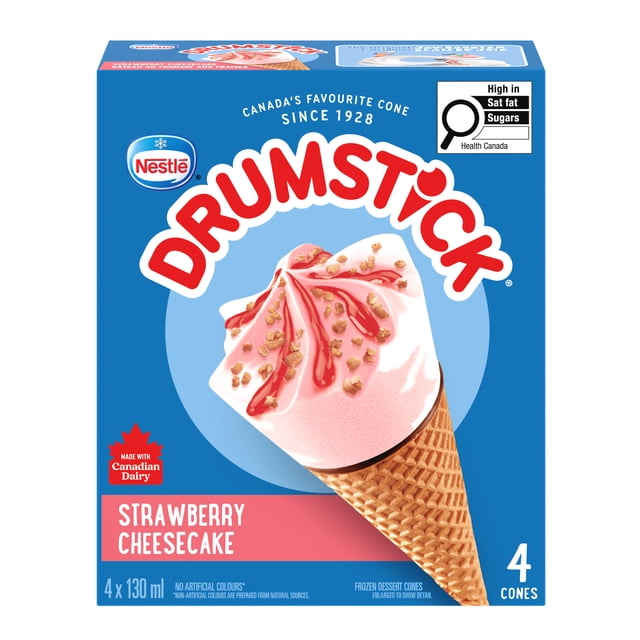 DRUMSTICK Strawberry Cheesecake Cones, 4 x 130 ml