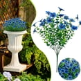 thumbnail image 2 of Artificial Fake Flowers for Outdoor Spring Decoration, 1 Bundles Faux Silk Colorful UV Resistant Realistic for Outside Porch Patio Home Yard Garden Planters Pots Window Box, 14.1 Inch, Blue, 2 of 9