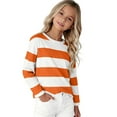 thumbnail image 2 of YunPes Girls Striped T Shirts Long Sleeve Cotton Blend Crewneck Tee Toddler Fall Winter Trendy Casual Compy Preppy Tops, 2 of 7