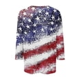 thumbnail image 4 of Iaqnaocc 4th Of July Tops for Women Trendy 3/4 Length Sleeve Independence Day Crewneck Shirts Plus Size American Flag Stars Striped Spring Fall Festival Tee Shirts Purple 5XL, 4 of 6