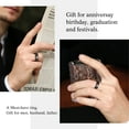 thumbnail image 6 of King Will Cross Ring for Men Black Plated Titanium Wedding Band Brown Camouflage Inlay Ring 8mm Width Faith Collection Comfort Fit Size 13, 6 of 7