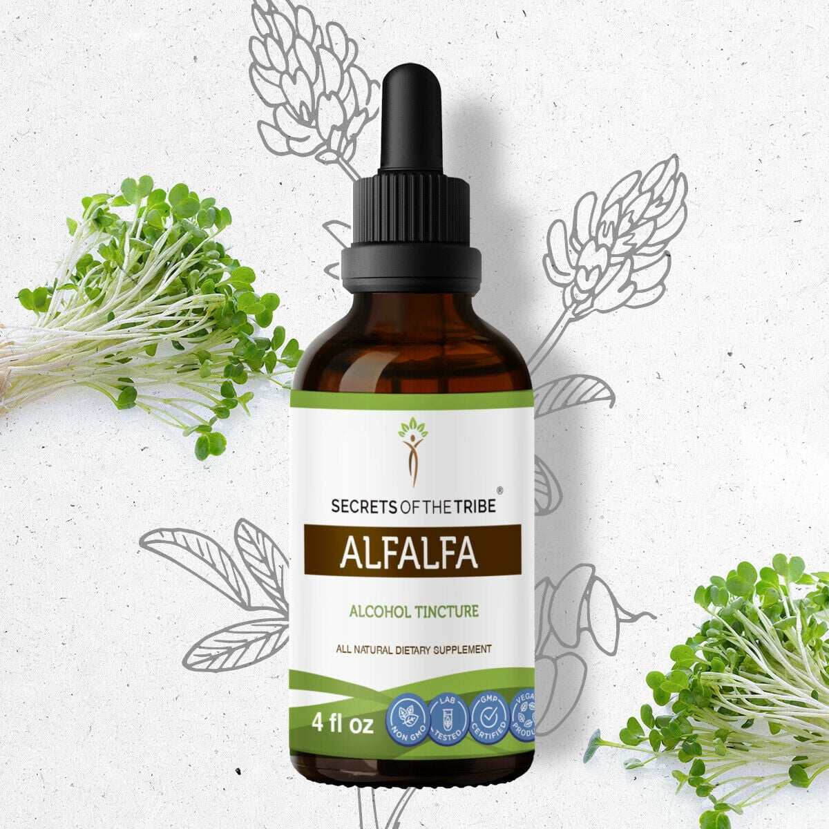 Alfalfa Tincture Alcohol Extract, Organic Alfalfa Medicago Sativa Heart