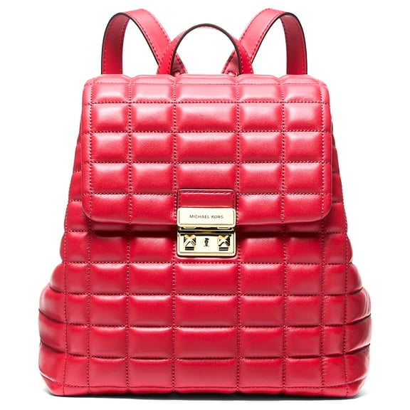 Michael Kors Women’s Tribeca Small Quilted Leather Backpack (Red)