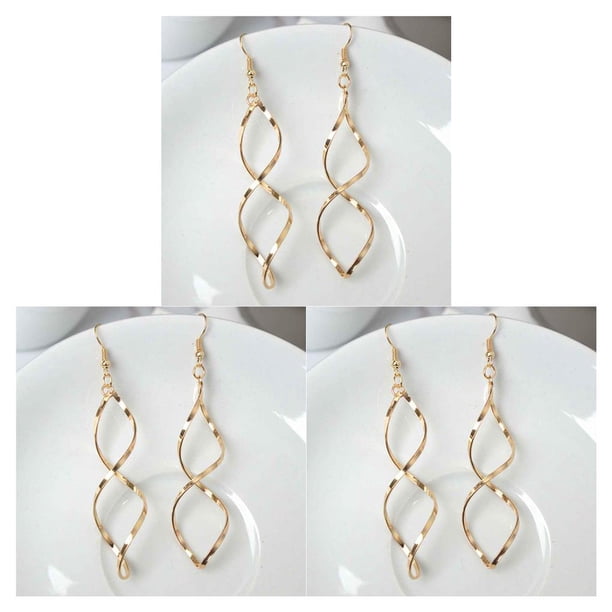 Minnieouse 1 Pair Metal Woman Earrings Portable Ornamental Gift Plating Office Drop Shape Christmas Spiral Ear Working Jewelry Party Type1 NO1 Minnieouse CBP022656