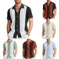 thumbnail image 5 of Men Casual Vintage Bowling Shirt Hawaiian Short Sleeve Button Down Loose Shirt, 5 of 7