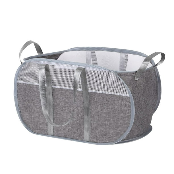 Cesto de Lavado Plegable Grueso de Tela Oxford Gris: Almacenamiento Portátil de Ropa Sucia para el Hogar