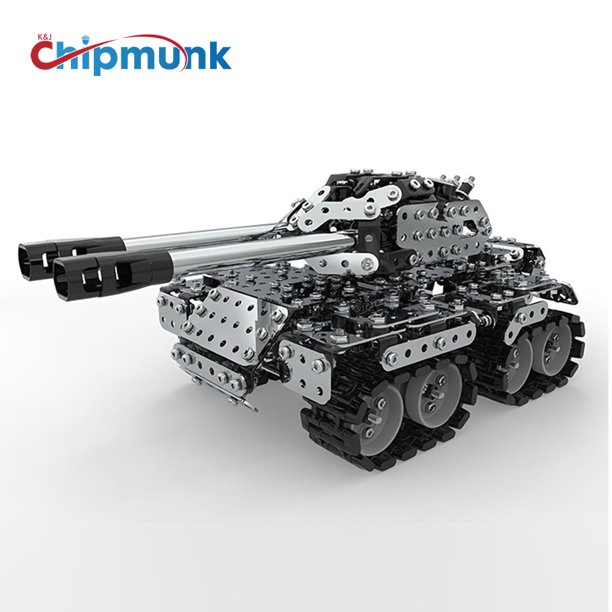 STEM Education Metal Building Toys Kit Double Cannon Tank Erector Set for Kids Adult