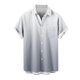thumbnail image 5 of Blusa y camisa de manga corta con cuello vuelto para hombre, blusa informal de moda con cuello vuelto, estampado degradado, camisa de manga corta con botones, blusa de poliéster para hombre, 5 of 6
