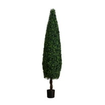 Nearly Natural 7ft. UV Resistant Artificial Boxwood Topiary Cone Tree (Indoor/Outdoor)