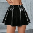 thumbnail image 2 of XIAONU Womens Skirts Solid Color Glossy Pleated Mini Skirt High Waist Trendy Performance Skirt Party Night, 2 of 8