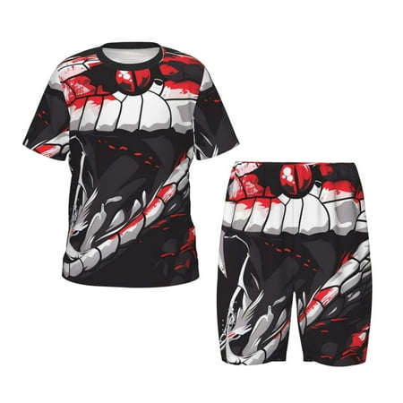 Adobk Fierce Red Viper Graphic Art Print Pajamas Toddler 2 Piece Short Sleeve Sleepwear Summer Kids Clothes Set-Large