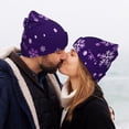 thumbnail image 5 of Gaeub Crystal Purple Snowflake Print Unisex Knitted Hat,Warm Winter Beanie,Unisex Fashion Knit Cuffed Cap,Ski Hat for Men and Women, 5 of 6