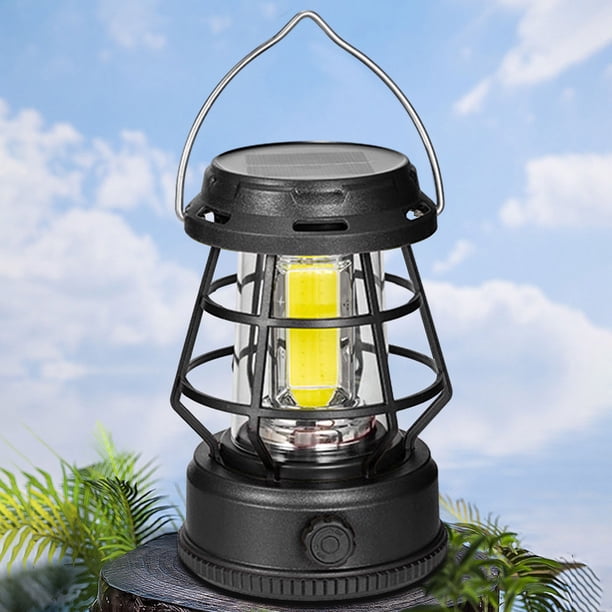 Linterna Portátil Para Acampar Luz de emergencia al aire libre de energía solar de linterna de atmósfera impermeable (amarillo negro)