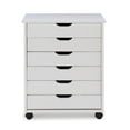 thumbnail image 3 of Linon Callie Six Drawer Wide Rolling Cart in White Wash Wood, 3 of 13
