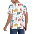 thumbnail image 2 of Zufioo Dinosaur Print Men's Baseball Short Sleeve, Moisture Wicking Button-Down Hip Hop Tee-Medium, 2 of 7