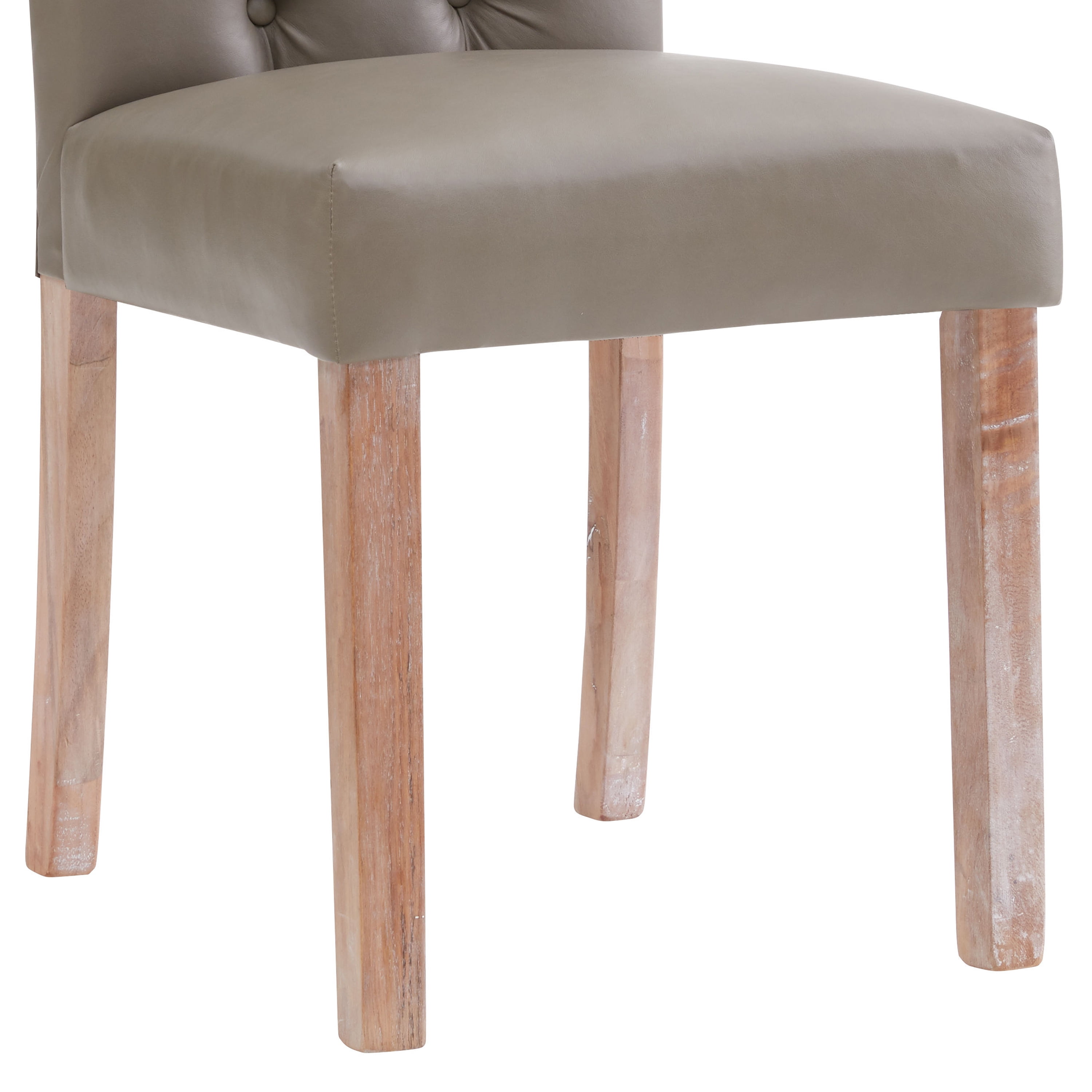AC Pacific Natalie Roll Top Tufted Grey Faux Leather Modern Dining Chair (Set of 2)