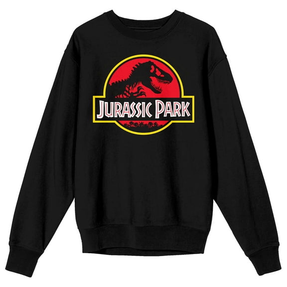 Jurassic Park Franchise - Logo on black Adult Crew Neck Sweatshirt - Medium