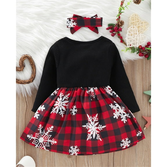 Aayomet Dresses For Little Girls Little Baby Girl Long Sleeve Fall Dress Comfy Cotton Dress with Headband, 6-9 Months