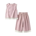 thumbnail image 2 of CUSTG Child Suits Vest Two Piece Casual Short Sleeve Top With Elastic Waist Shorts For Toddler Kids Daily Wear Leisure Style Back To School Decorations Travel Outfit Sets For Little Girls, 2 of 4