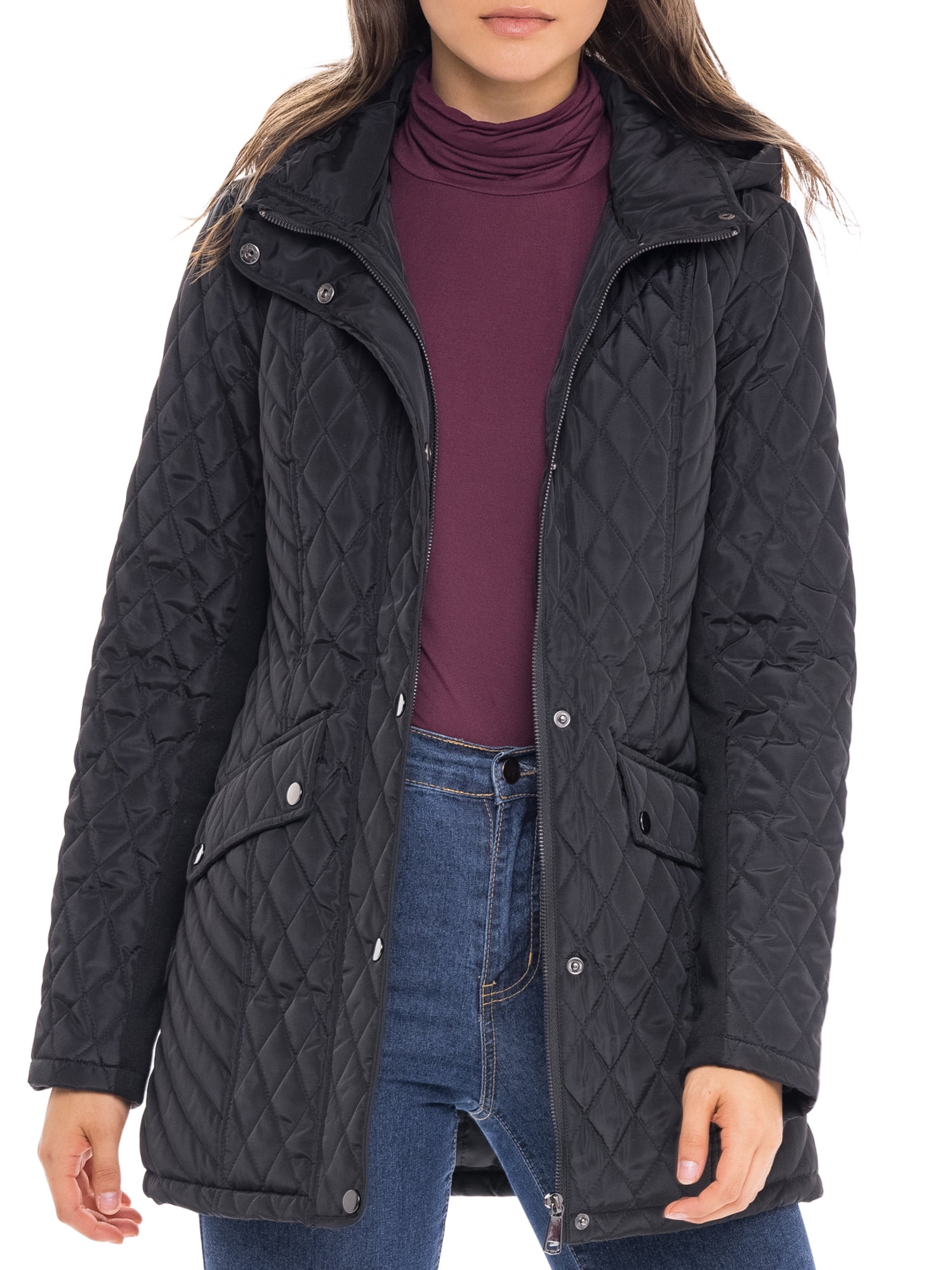 ONTBYB Women Warm Solid Metallic Color Hoodie Puffer Down Jacket Outwear