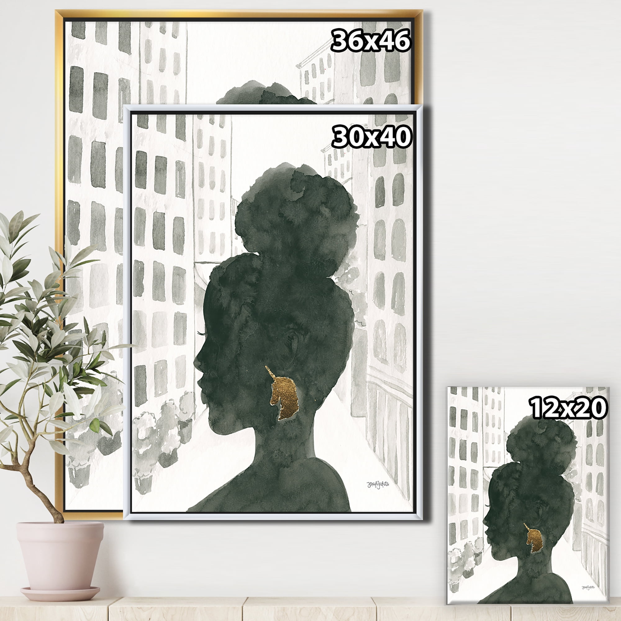 Designart ' Glam Pink Ladies II ' Fashion Framed Canvas