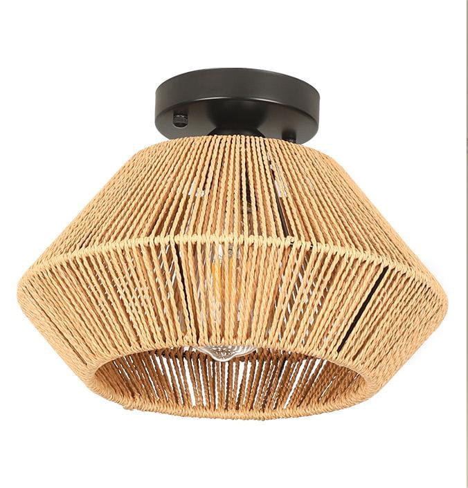 MultiEase Boho Ceiling Light Fixtures: Mini Rattan Chandelier - Woven Flush Mount Ceiling Lamp for Hallway Bedroom Kitchen Entryway Living Room