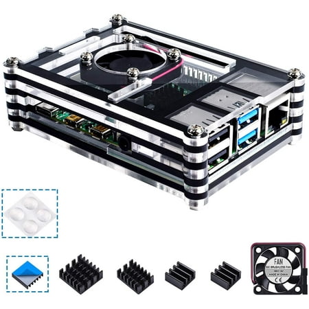 Smraza Case for Raspberry Pi 4 B, Case with Cooling Fan, Heatsinks