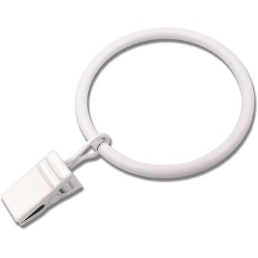 WeeksEight 40-Pack White Curtain Rings With Clips - 1.26" Inner Diameter, Fits 1" Rods, For Hanging Drapes & Decor