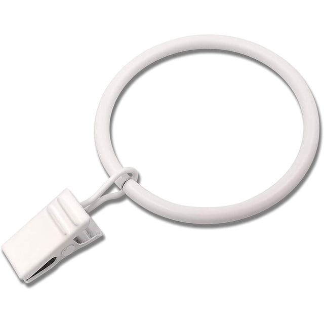 Jinsinto 20 Metal Curtain Rings with Clip, Decorative Curtain Rings for Curtain Panels, Inner Diameter 1.77 inch, White