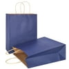 AZOWA Gift Bags Large Kraft Paper Bags with Handles ( 10.2 x 4.7 x 12.2 in, Navy Blue, 25 Pcs)