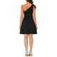thumbnail image 3 of Vestido de fiesta A-Line con tirante asimétrico y lazo para mujer INSPIRE CHIC, con bolsillos, color negro, talla 3XL, 3 of 6
