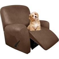 EnjinZZ Leather Like Recliner Chair Covers - Large Lazy Boy Recliner Chair Covers for Reclining Chair 4 Pieces Washable Recliner Slip Covers That Stay in Place (Brown)