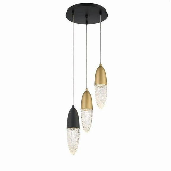 15W 3 Led Chandelier in Modern and Contemporary Style-12.25 inches Tall and 12.25 inches Wide-Mixed Black/Brass Finish Bailey Street Home