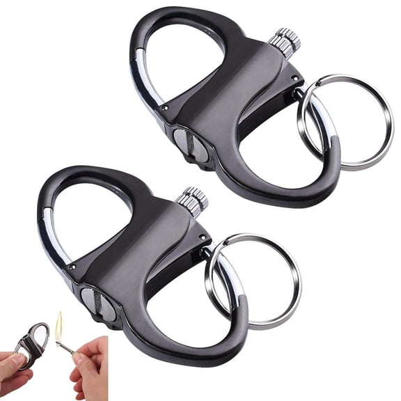 2 Pack Keychain Lighter, Metal Keychains Lighter for Outdoor Car and Home (Black)